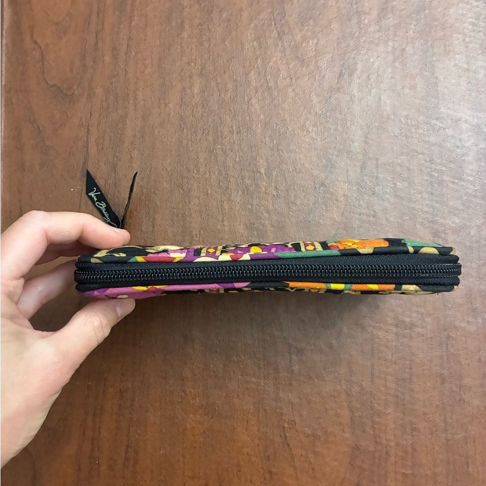 Vera Bradley Floral Suzani Pattern Black, Orange and Purple Wallet - Picture 4 of 9